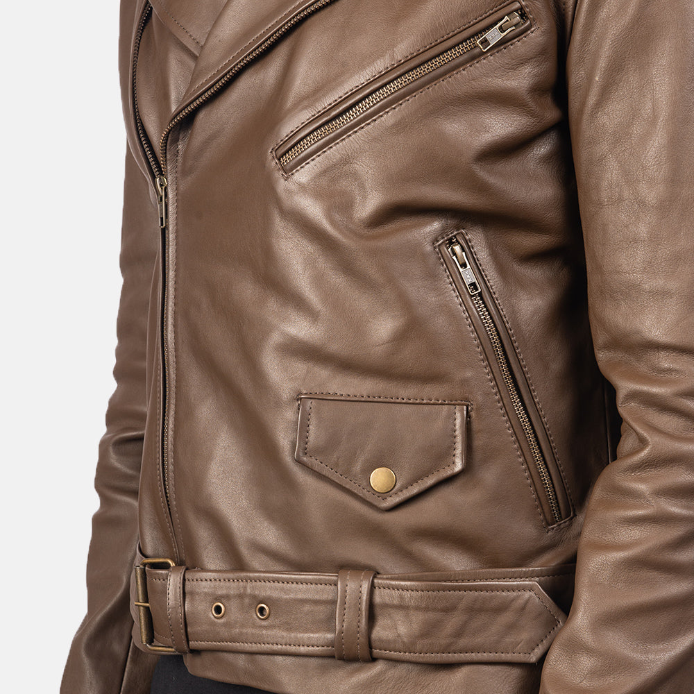 Men's Mocha Sheepskin Leather Biker Jacket – Allaric Alley Style