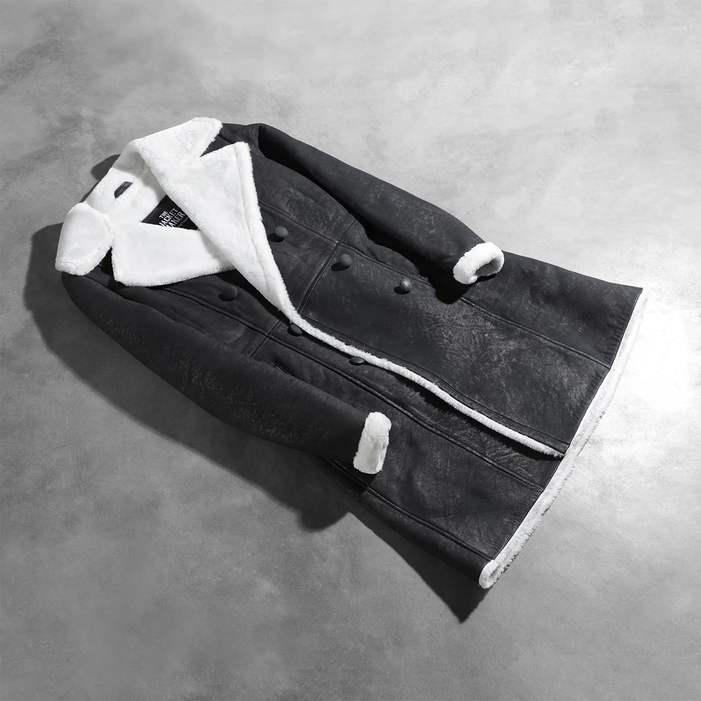 Amie Black Double Breasted Shearling Coat SH638