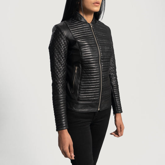 Women's Black Cowhide Leather Biker Jacket – Cityscape Style