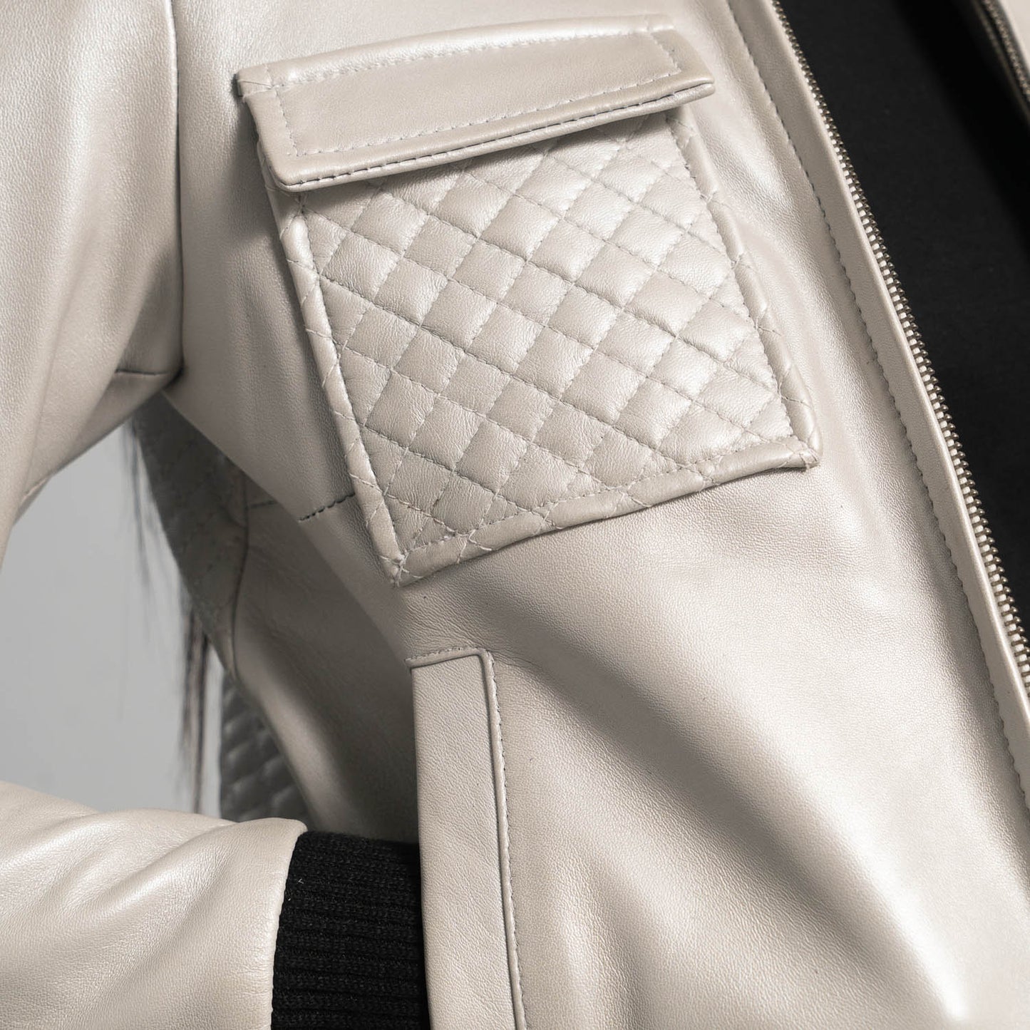 Lana Silver Leather Bomber Jacket SH588