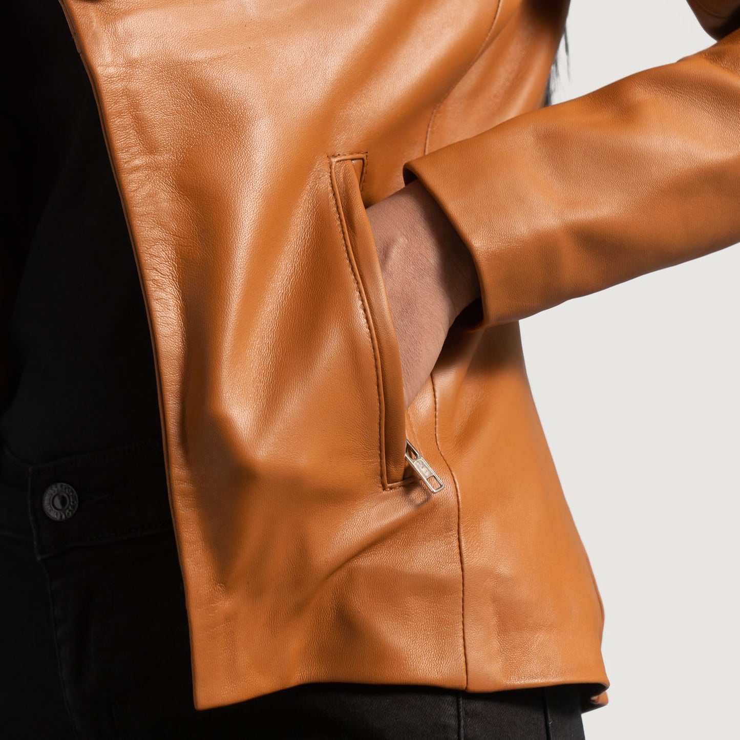 Lee Tan Brown Leather Blazer SH587
