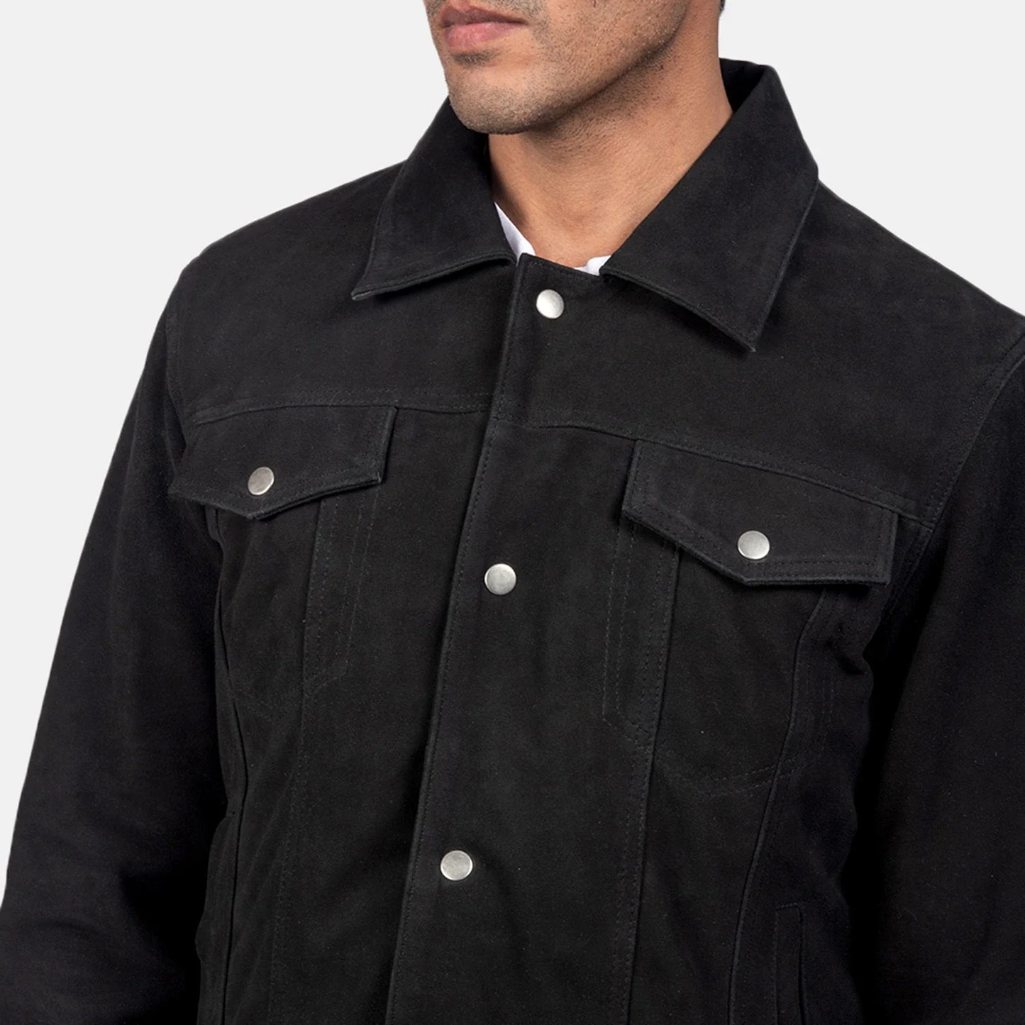 Stallon Black Suede Trucker Jacket SH77