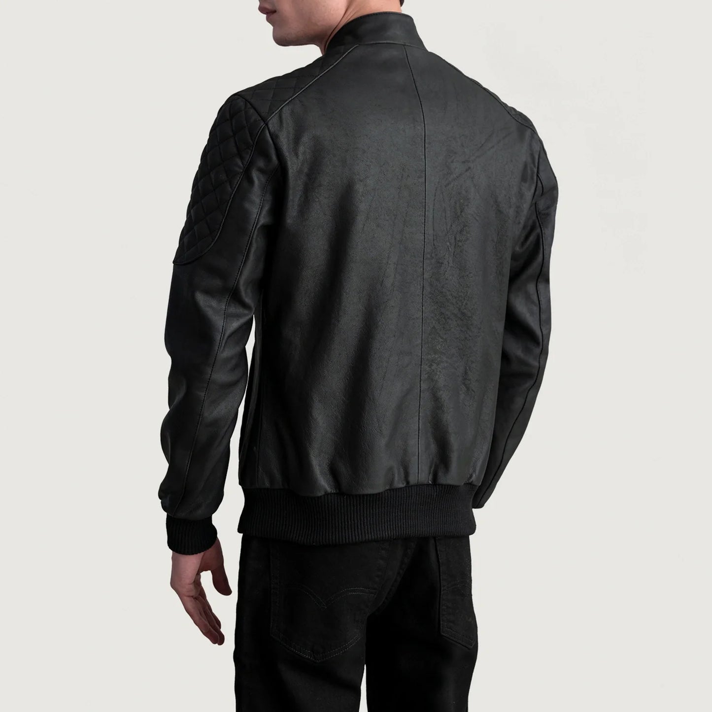 Sven Tumbled Black Leather Bomber Jacket SH71