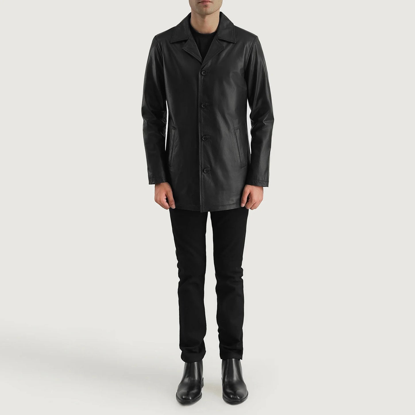 Urban Slate Black Leather Coat SH51