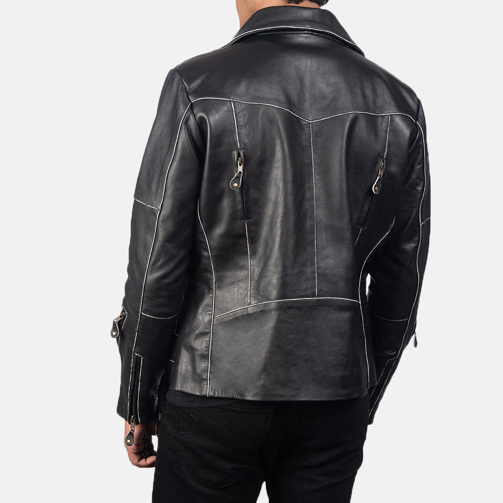 Men's Black Cowhide Leather Biker Jacket – Vincent Moto Style