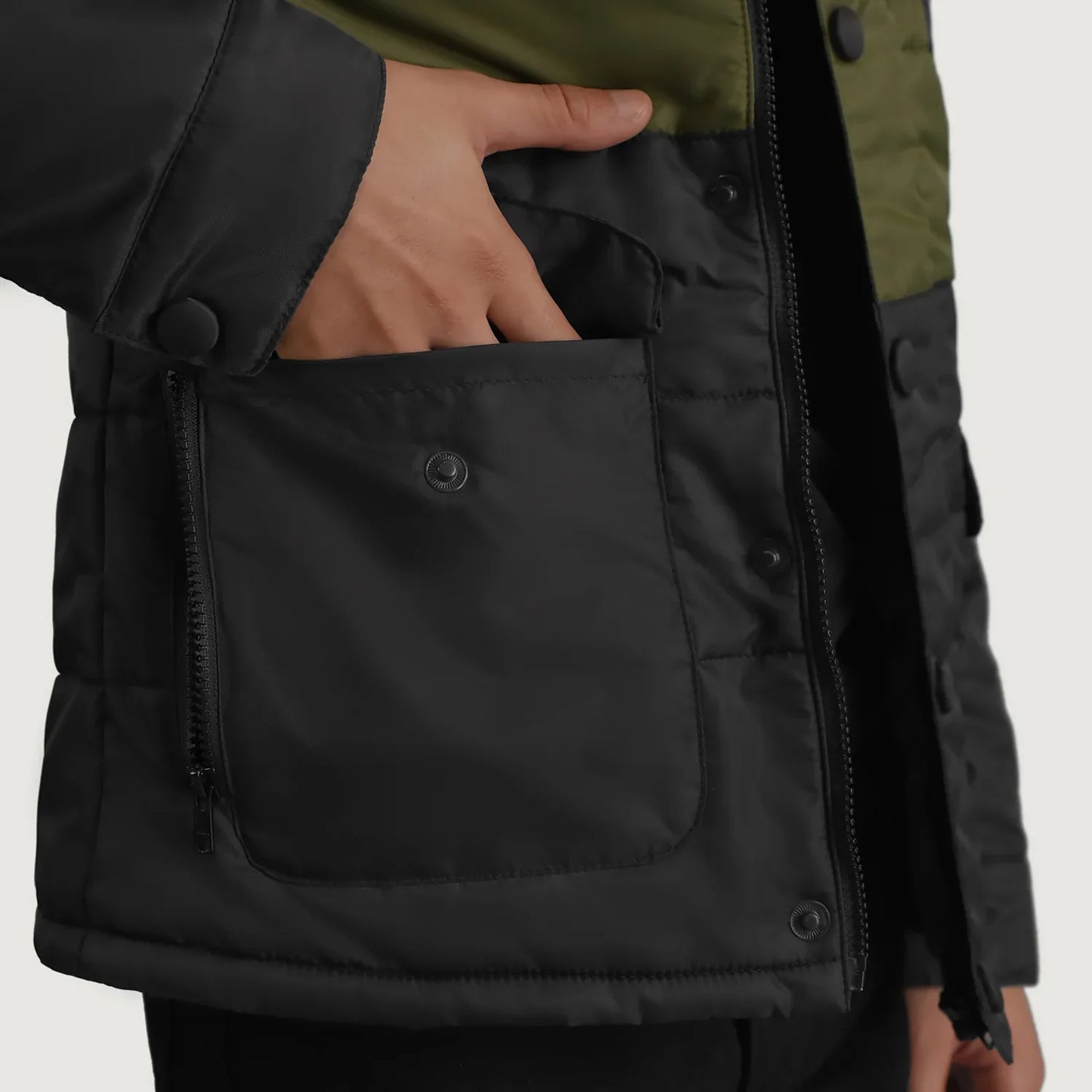 Wayne Black & Green Hooded Puffer Jacket SH32