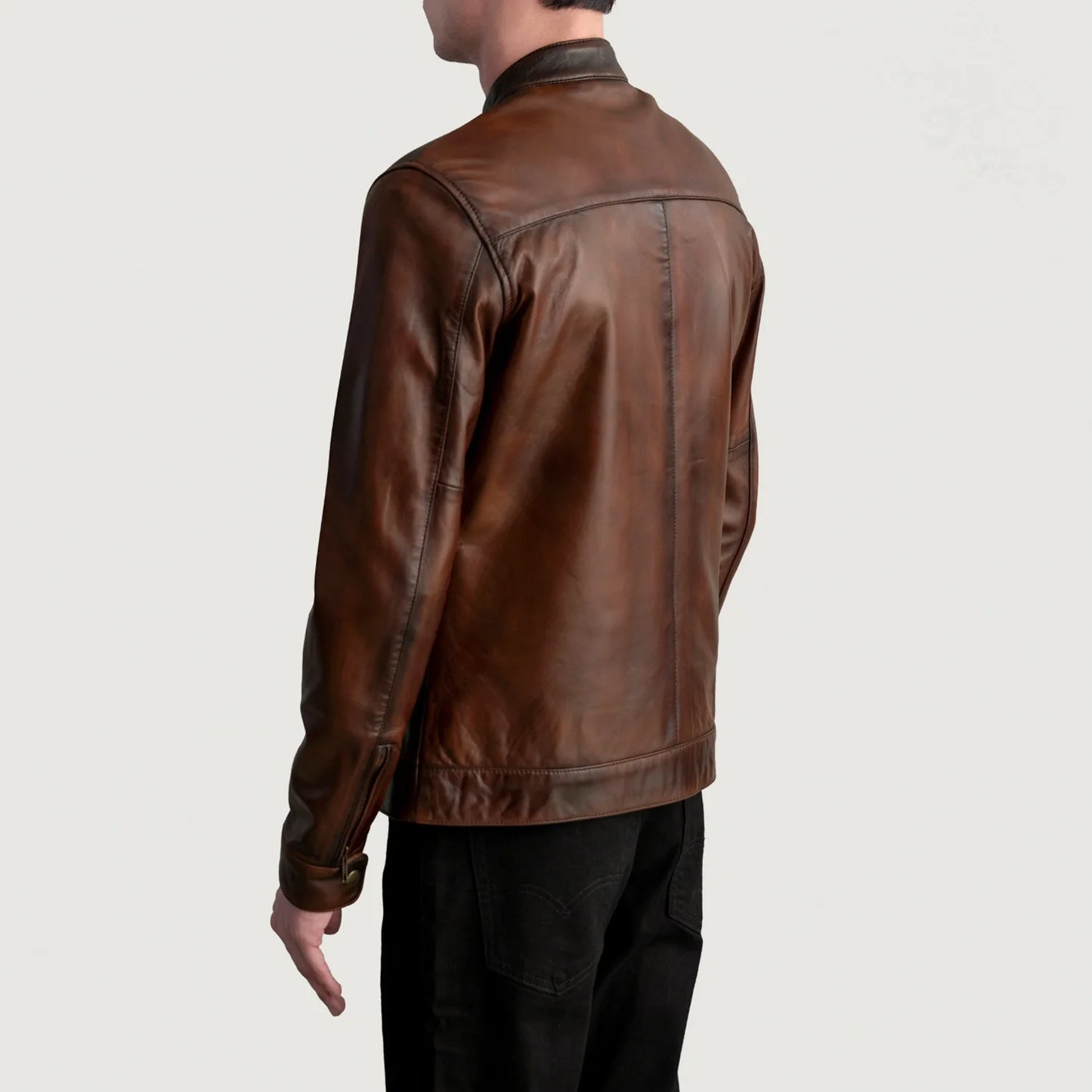 Zen Distressed Brown Leather Biker Jacket SH05