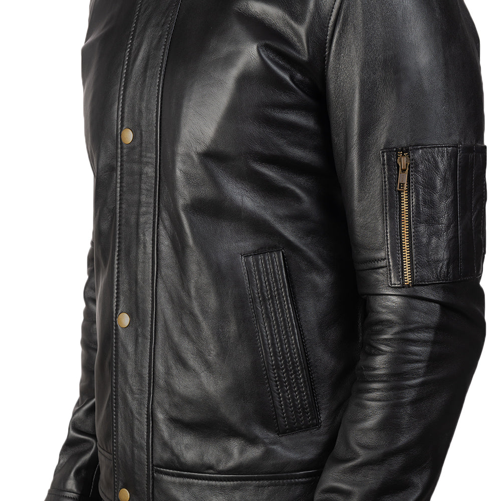 Tea House Black Leather Biker Jacket SH69
