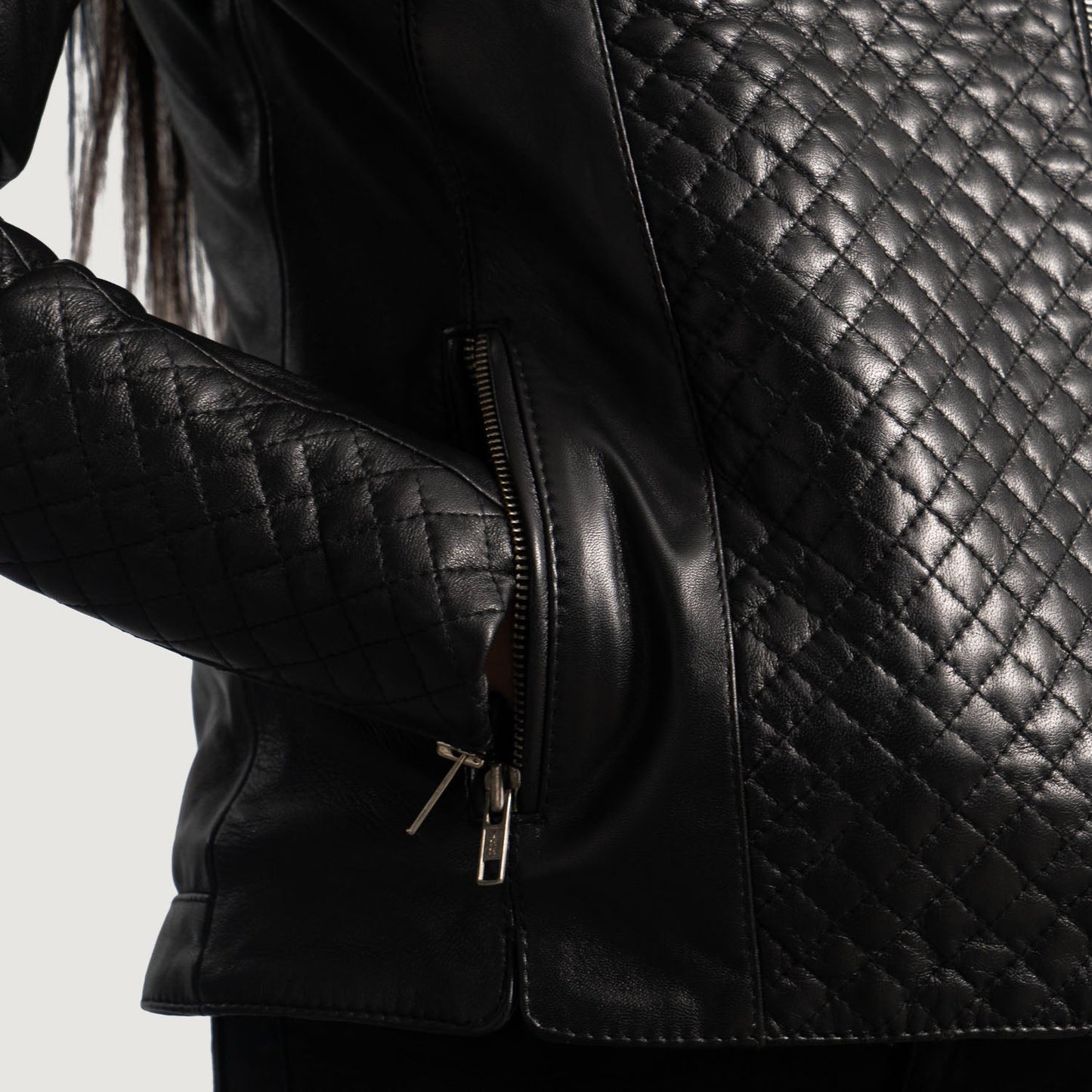Orient Grain Quilted Black Leather Biker Jacket SH572