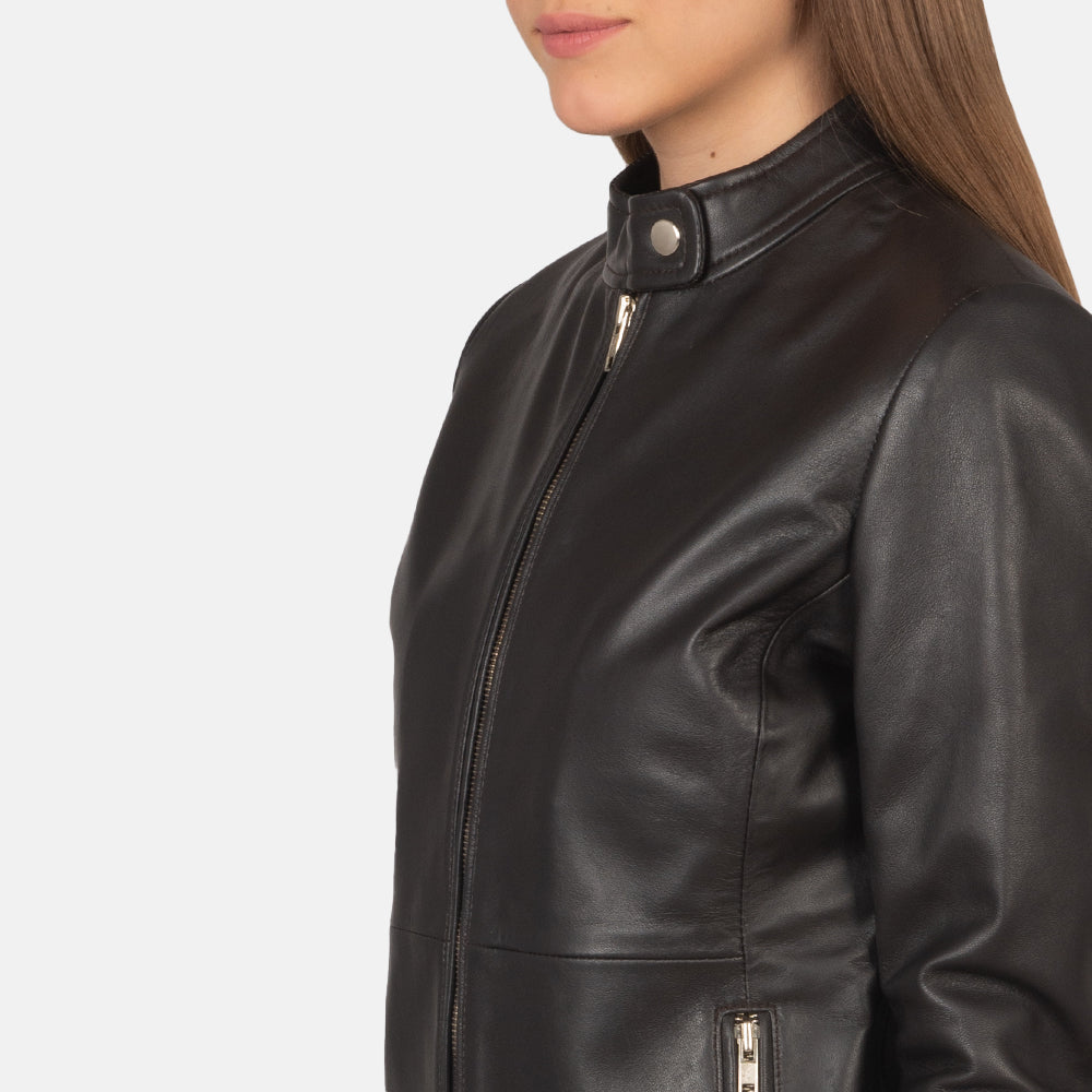 Rave Brown Leather Biker Jacket SH570