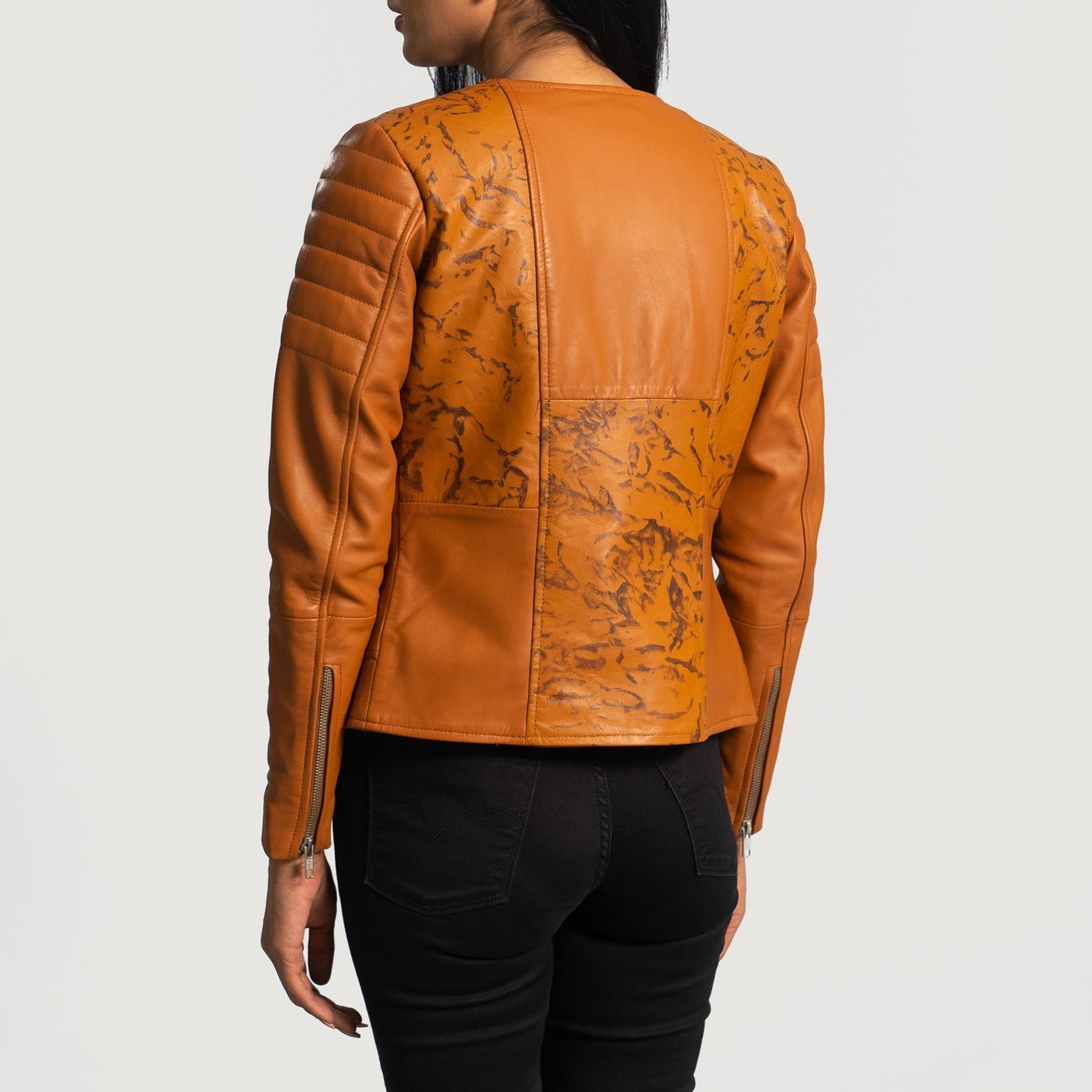 Sandy Tan Dye Leather Biker Jacket SH549