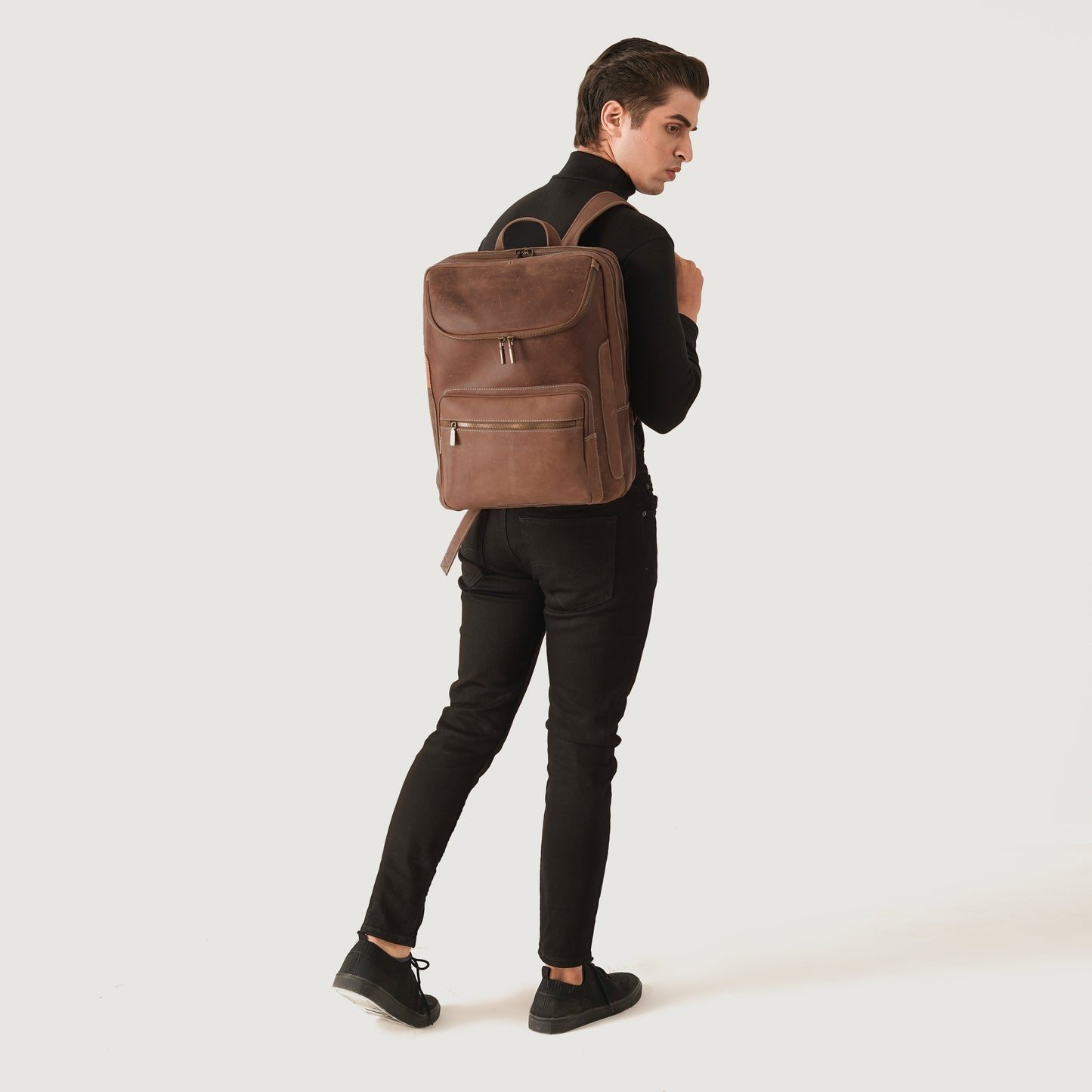 The Bedford Vintage Distressed Brown Leather Backpack