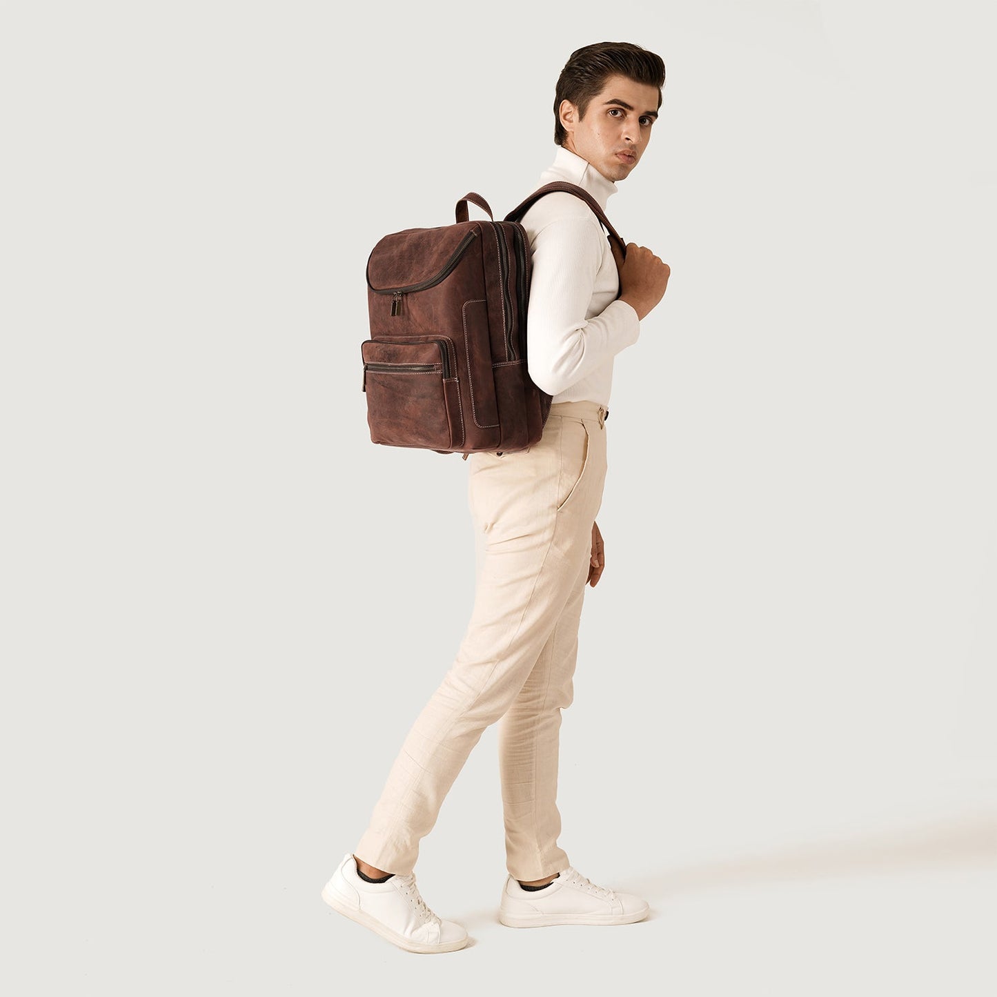 The Bedford Vintage Distressed Brown Leather Backpack