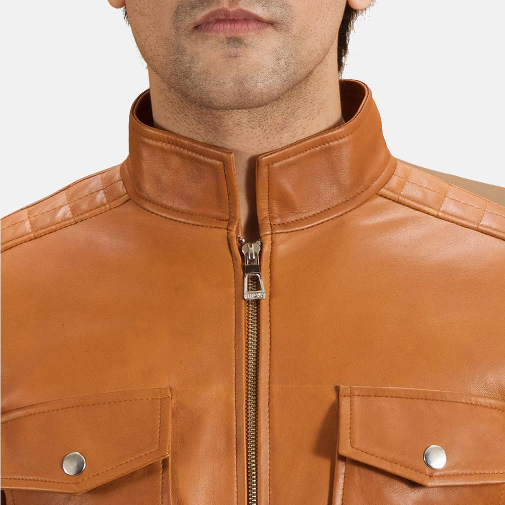 Voltex Tan Leather Biker Jacket SH41