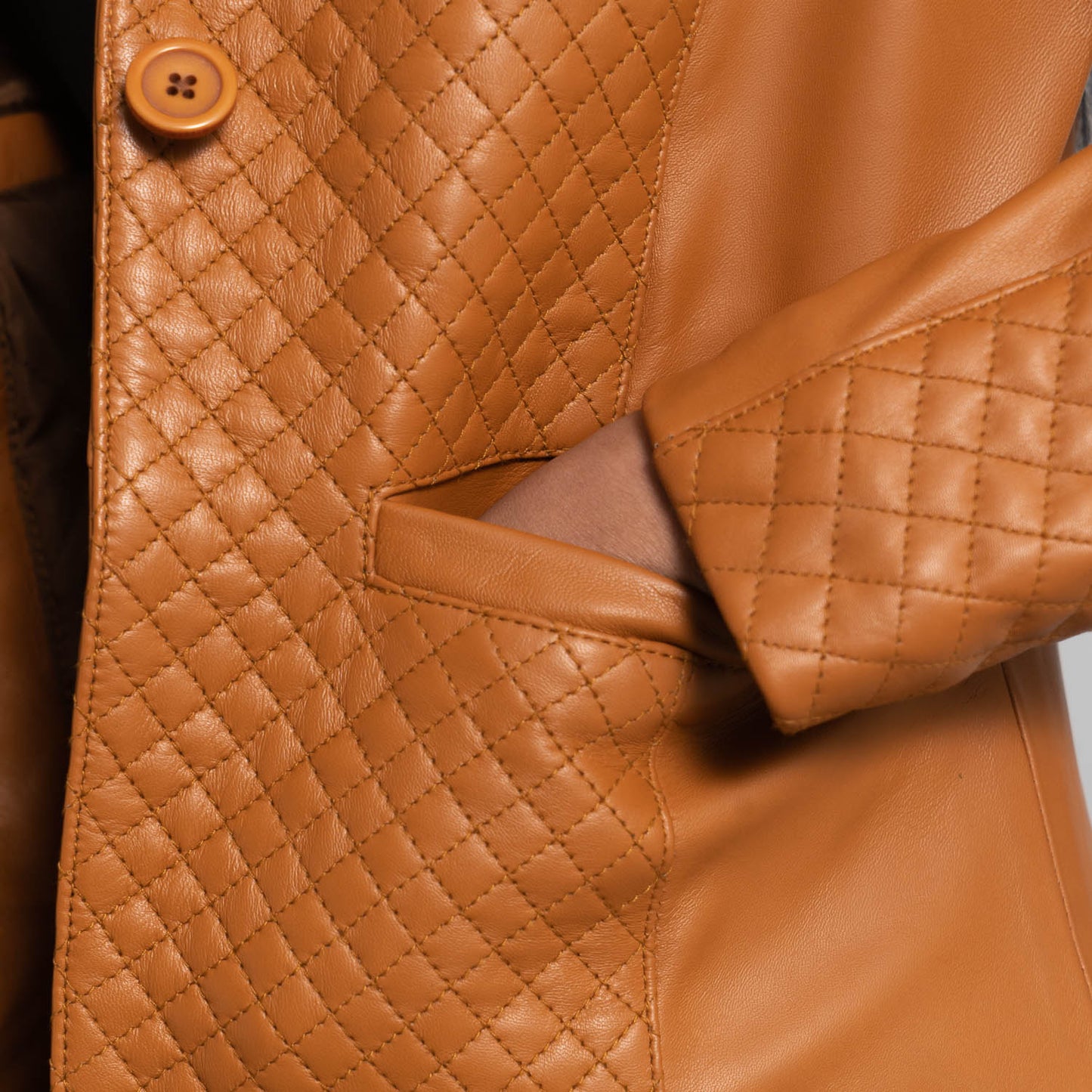 Cora Quilted Brown Leather Blazer SH618
