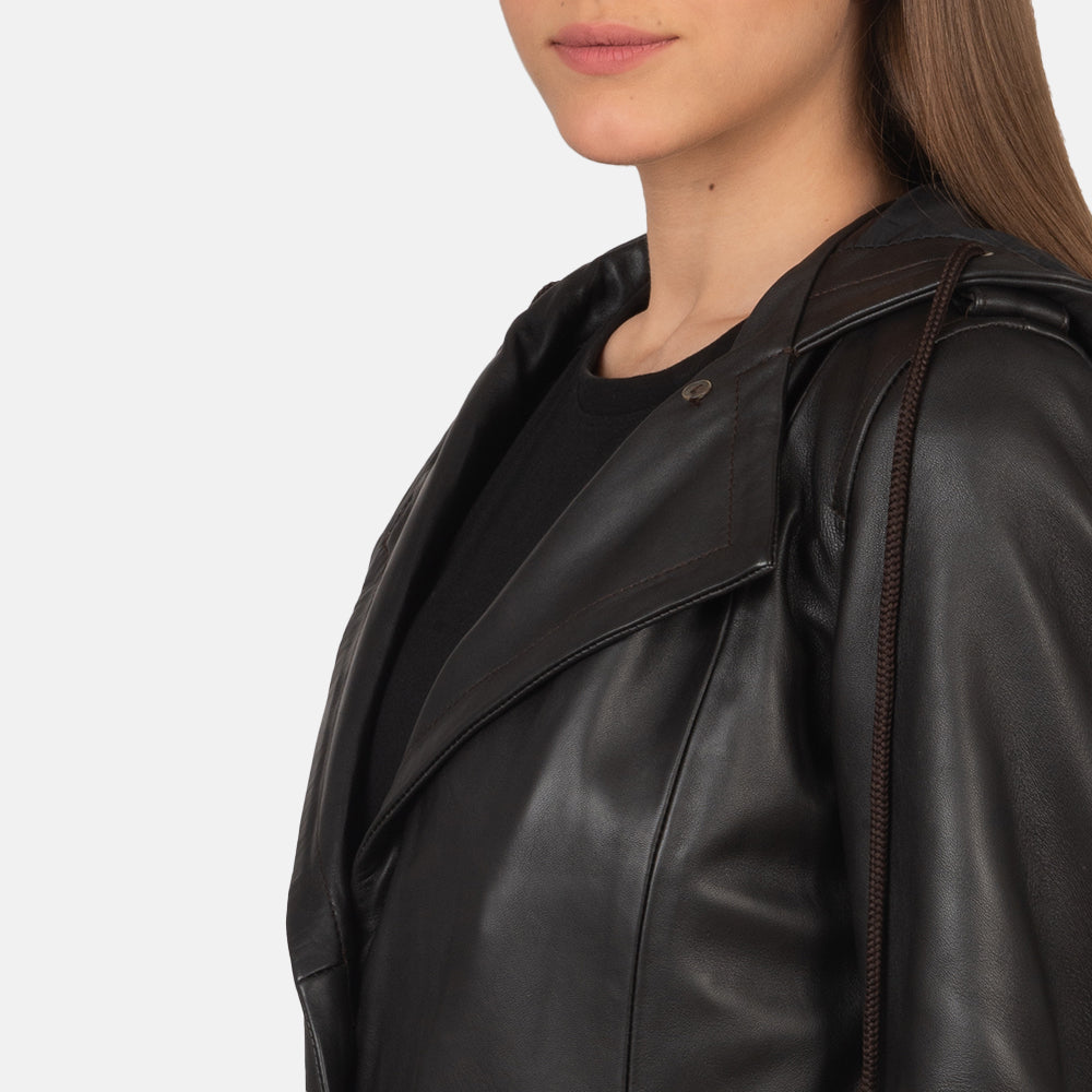 Fixon Hooded Brown Trench Coat SH603
