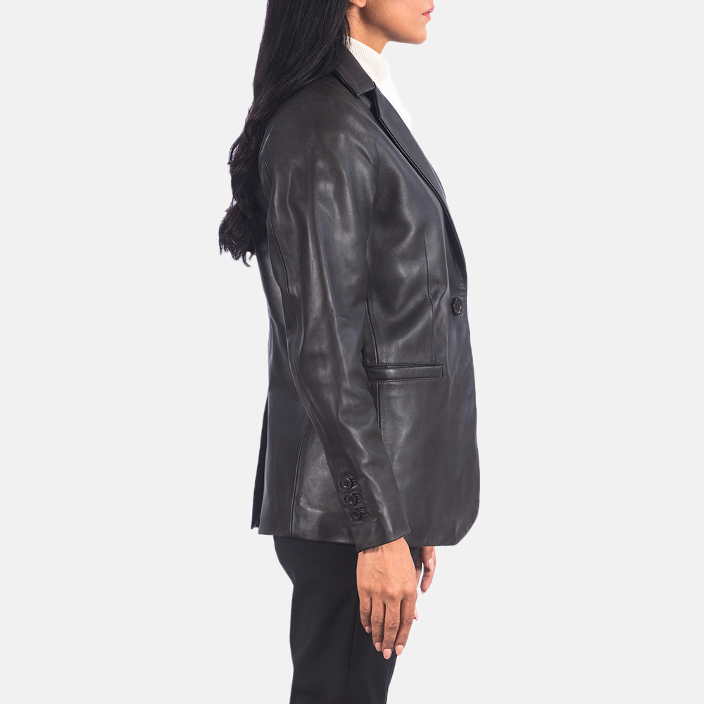 Norma Brown Leather Blazer SH575