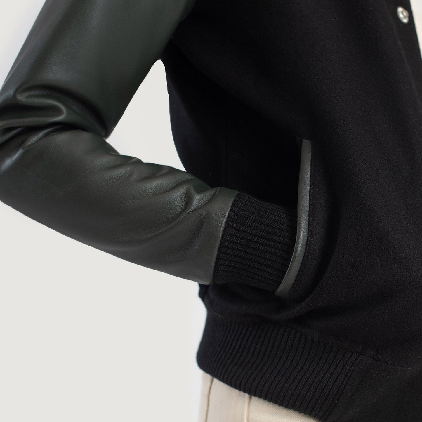 Savant Green & Black Hybrid Varsity Jacket SH541