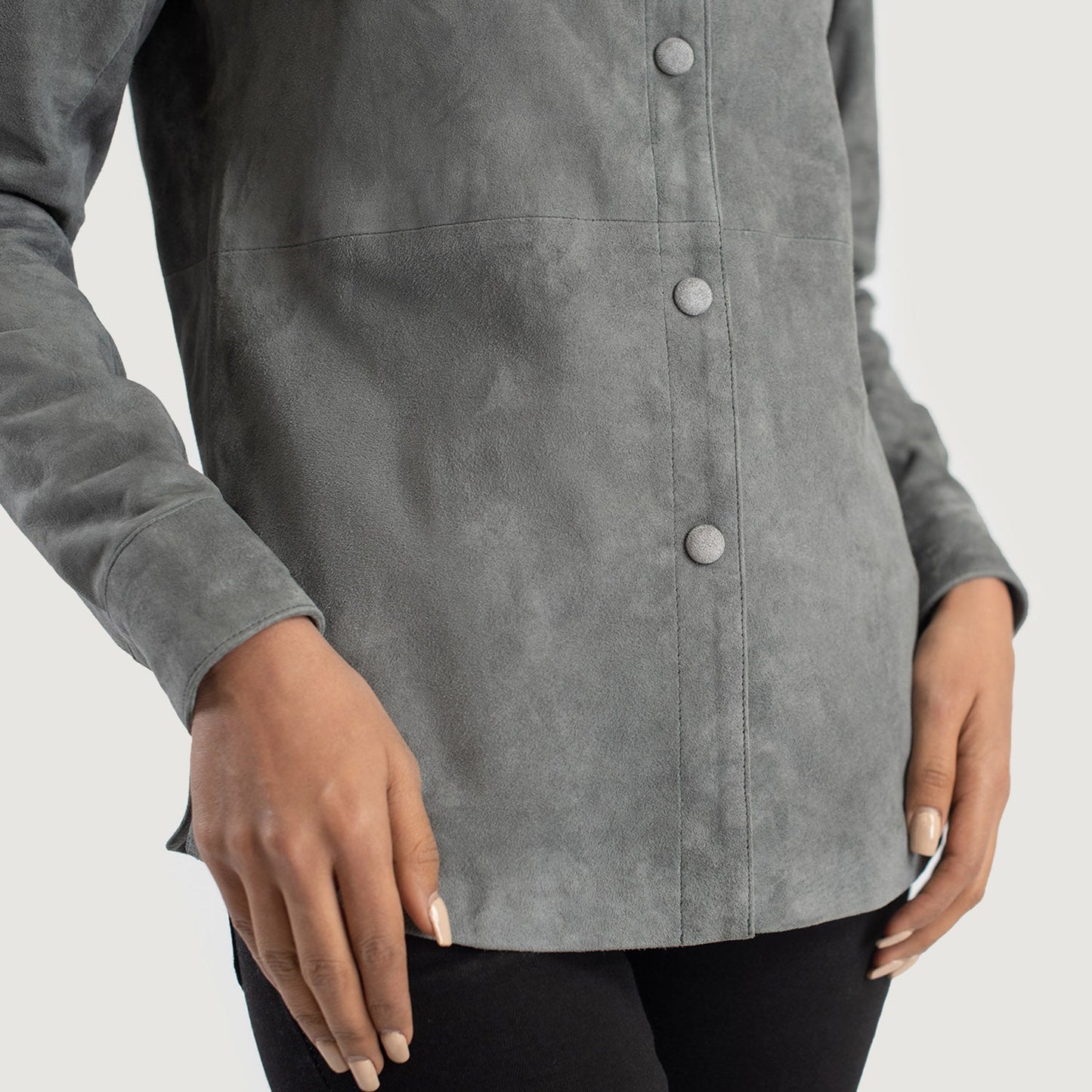 Zenith Grey Suede Leather Shirt Jacket SH507