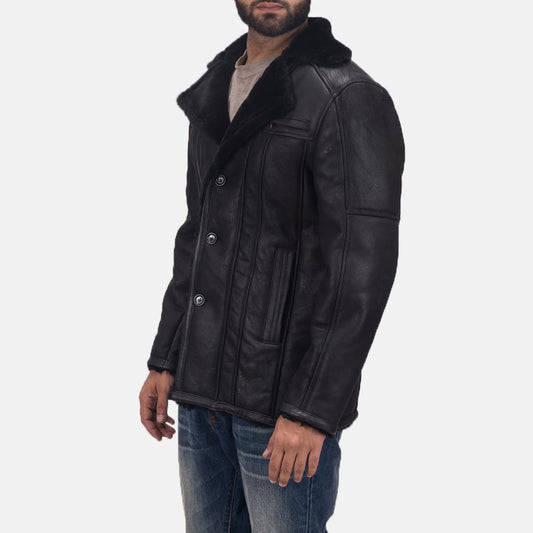 Close-up of genuine shearling and cowhide leather