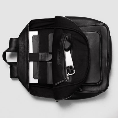 The Philos Black Leather Backpack
