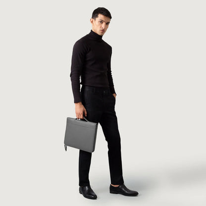 The Eclectic Grey Leather Folio Organizer