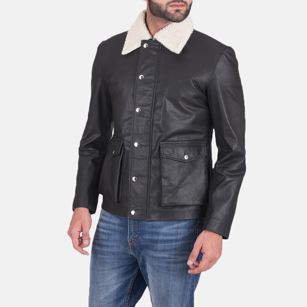Snow Cole Black Leather Jacket SH80