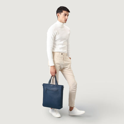 The Poet Midnight Blue Leather Tote Bag