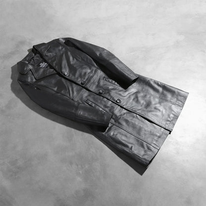 Alexis Black Single Breasted Leather Coat SH649