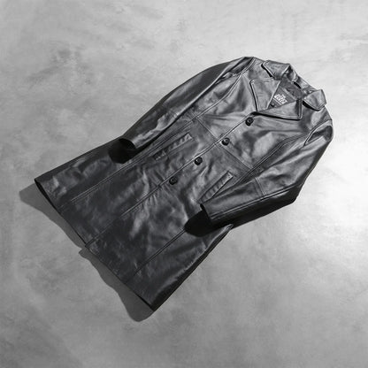 Alexis Black Single Breasted Leather Coat SH649