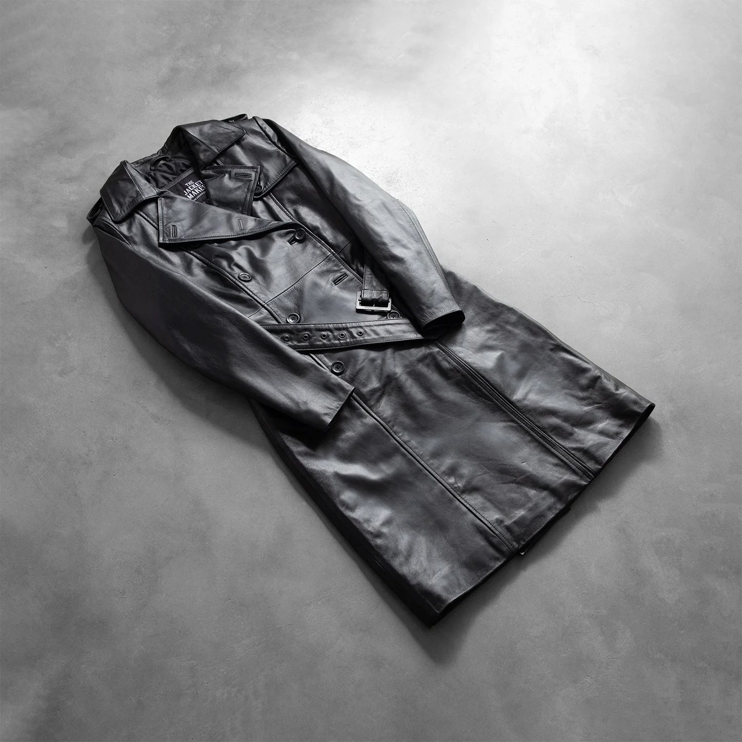 Alice Black Double Breasted Leather Coat SH646