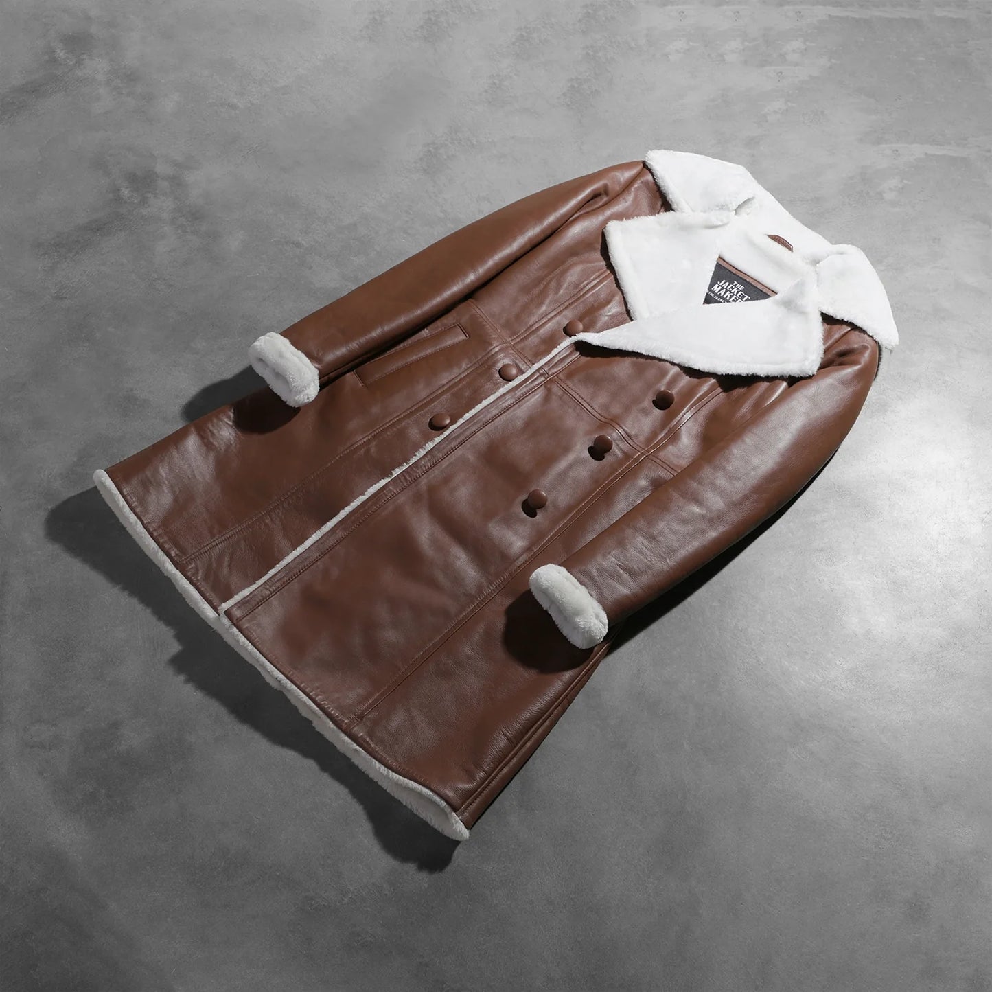 Amie Brown Double Breasted Shearling Coat SH637