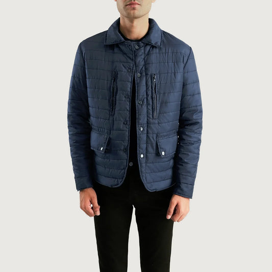 Men's Blue Quilted Windbreaker Jacket – Bo Style