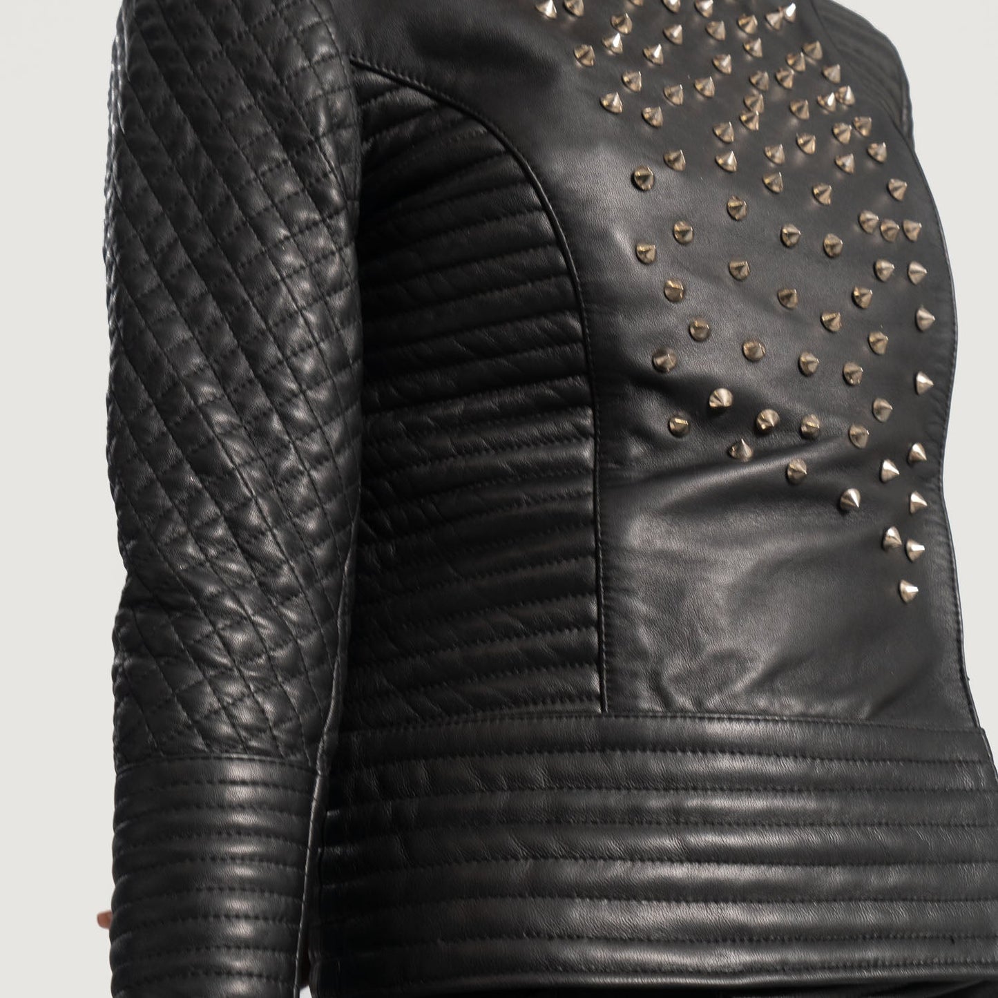 Celeste Studded Black Leather Jacket SH624