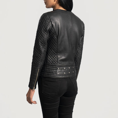 Celeste Studded Black Leather Jacket SH624