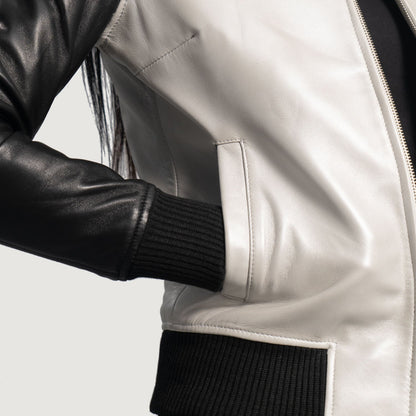 Cole Silver Leather Bomber Jacket SH622