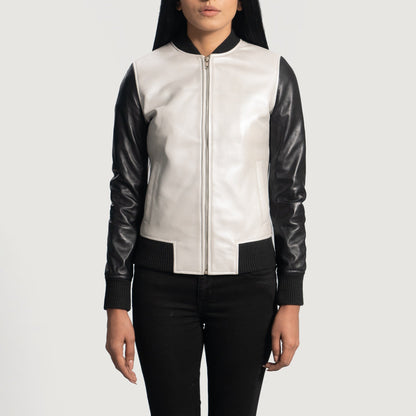 Cole Silver Leather Bomber Jacket SH622