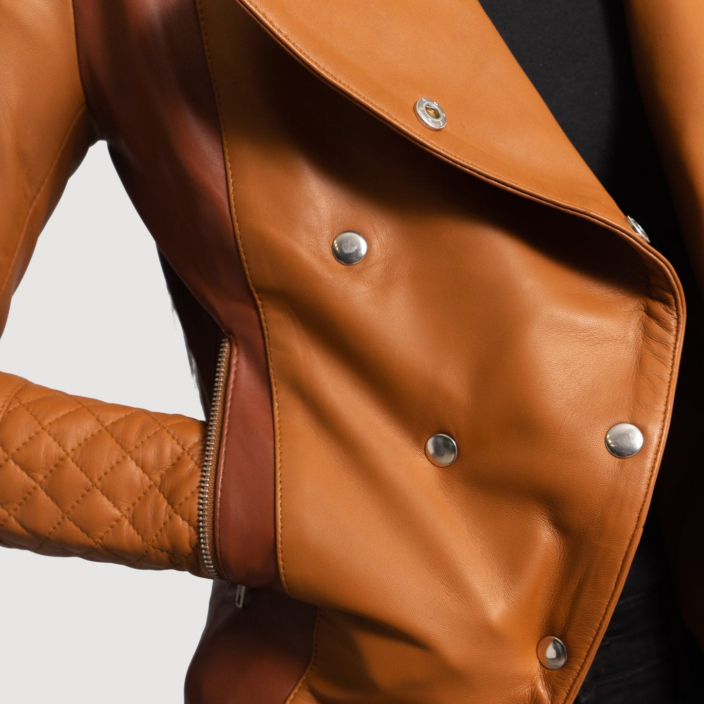 County Tan Overlap Leather Jacket SH617