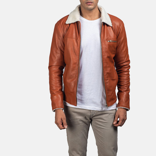 Men's Tan Sheepskin Shearling Jacket – Dan Frost Winter Style