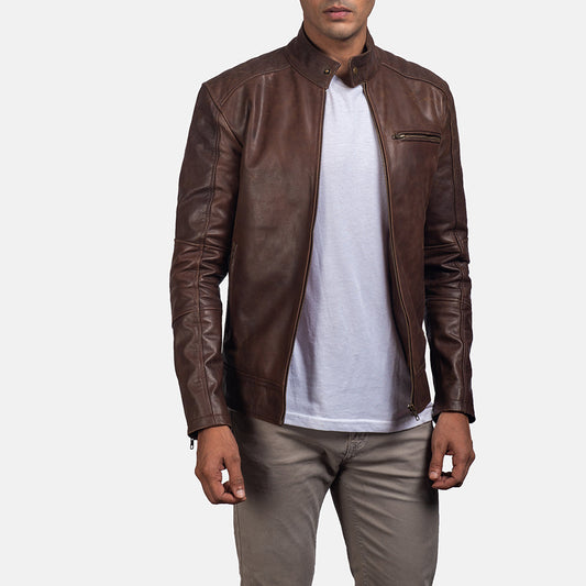 [FS] Dean Brown Leather Biker Jacket