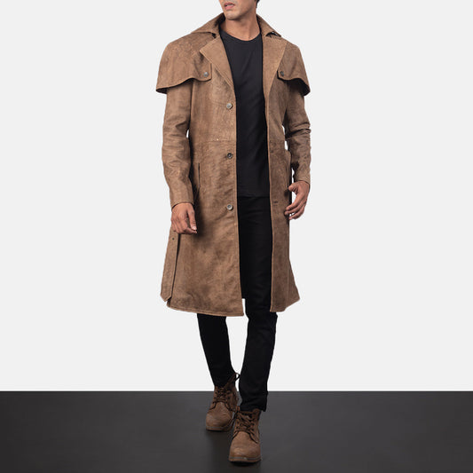 Men's Brown Leather Duster Coat – Deux Style