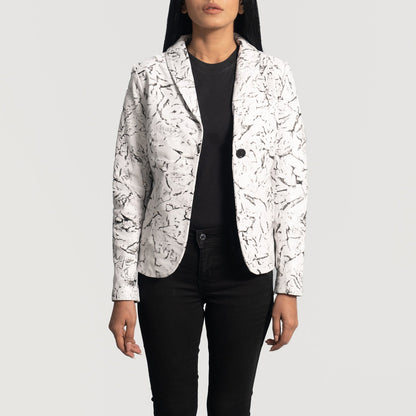 Donna Blake White Leather Blazer SH616