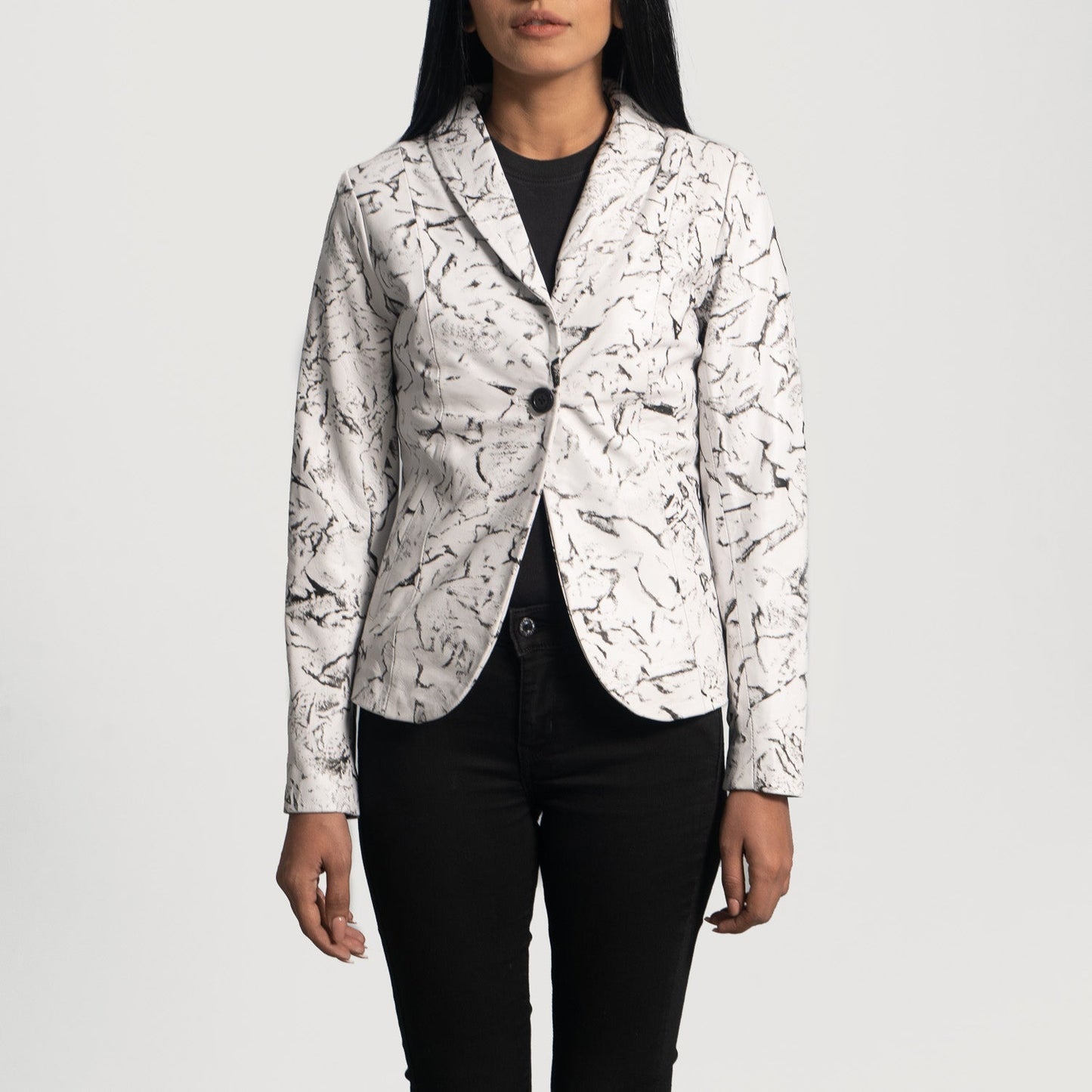Donna Blake White Leather Blazer SH616