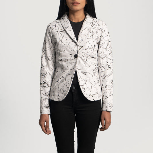 Donna Blake White Leather Blazer SH616