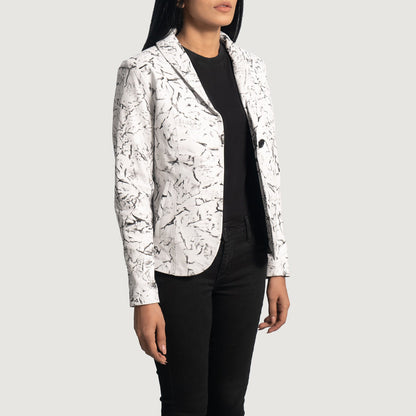 Donna Blake White Leather Blazer SH616
