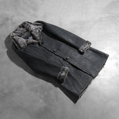 Erica Shearling Black Leather Coat SH608