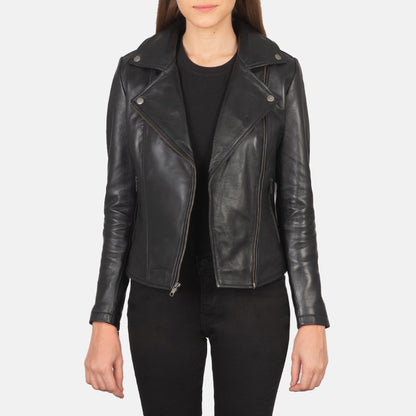 Flashback Black Leather Biker Jacket SH602