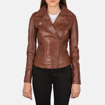 Flashback Brown Leather Biker Jacket SH600