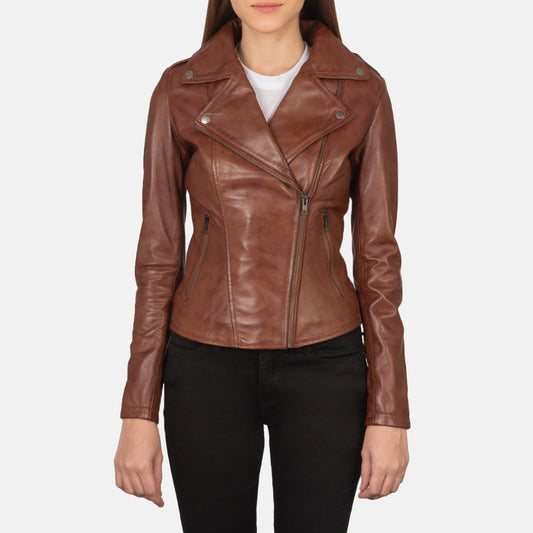 Flashback Brown Leather Biker Jacket SH600