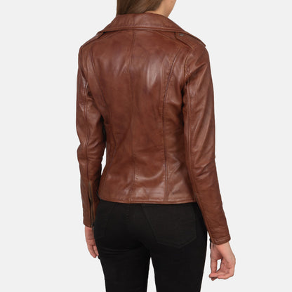 Flashback Brown Leather Biker Jacket SH600